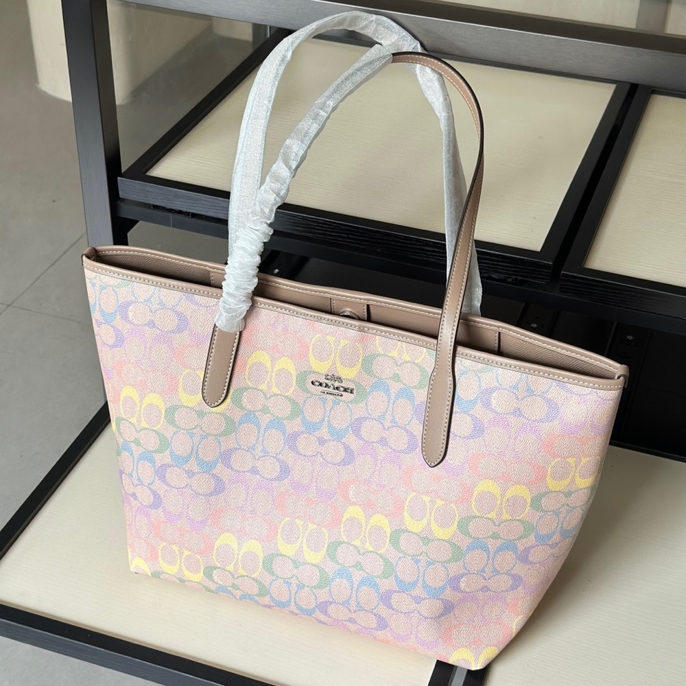 Coach Rainbow Color Shopping Bag Handbag - Picture 3 of 6